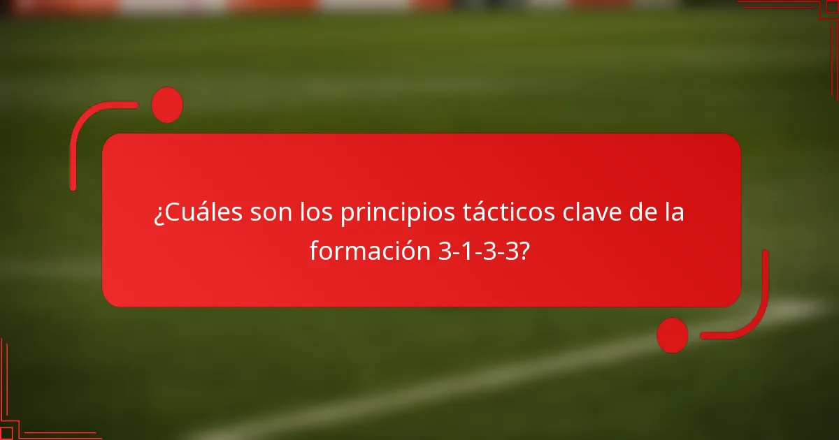 ¿Cuáles son los principios tácticos clave de la formación 3-1-3-3?