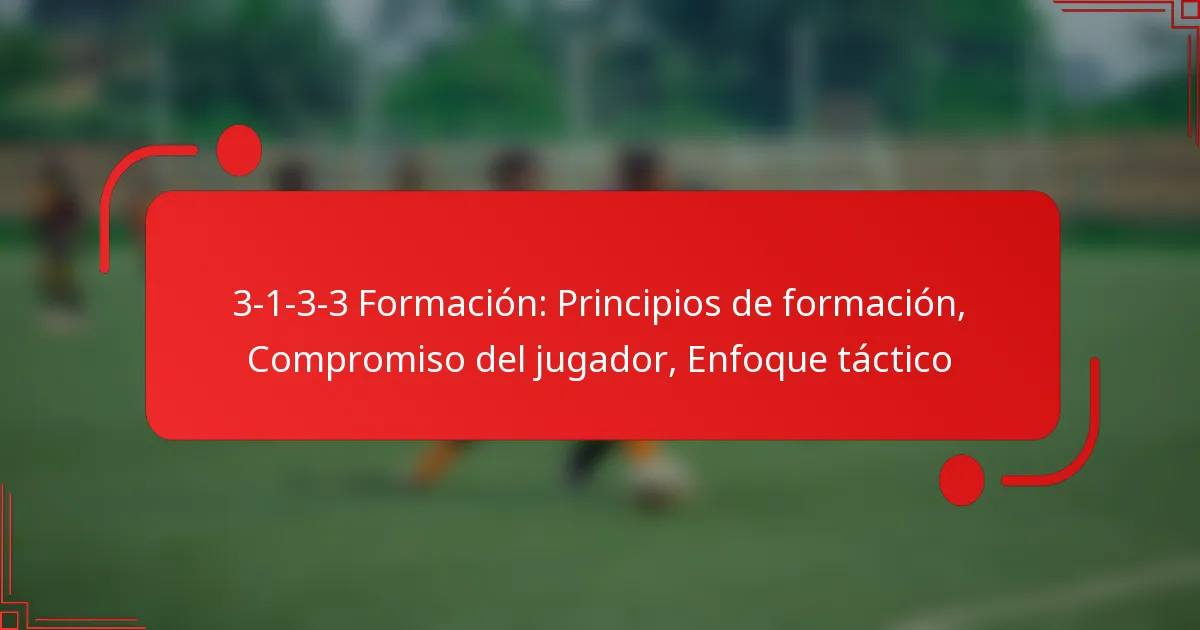 3-1-3-3 Formación: Principios de formación, Compromiso del jugador, Enfoque táctico